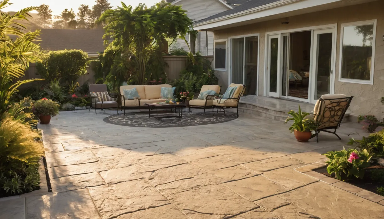 A stamped concrete patio at a home in the American Canyon area